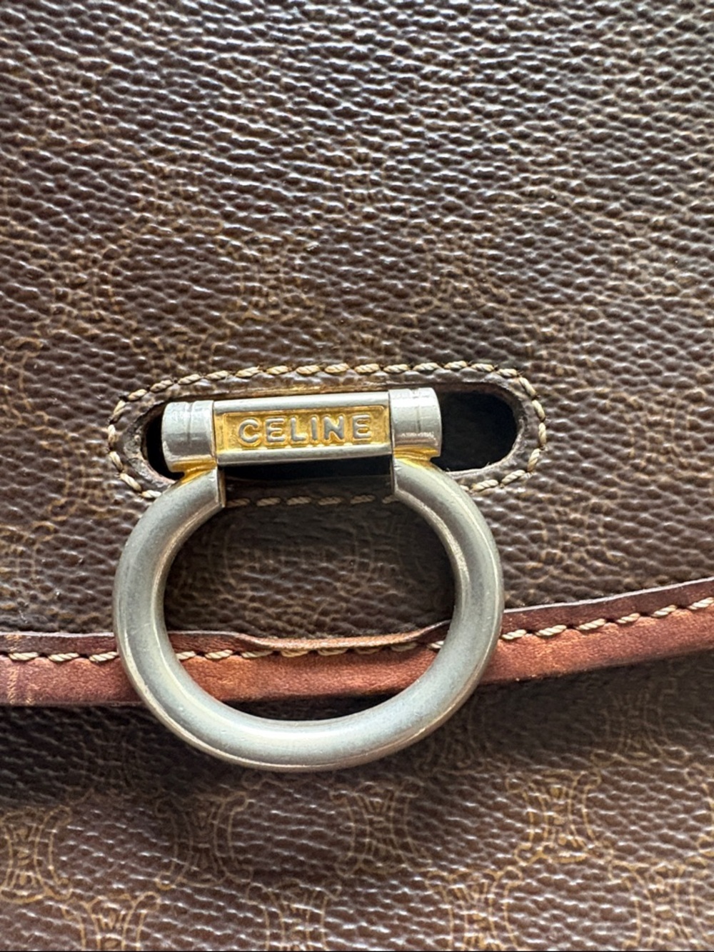 Celine Brown Leather Crossbody Bag with Ring Hardware - Picture 7 of 9